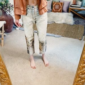 Rare true vintage Italian Renaissance painting jeans by Roberto Cavalli